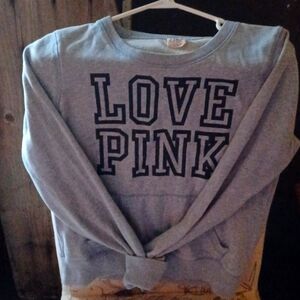 Pink Crew Neck Sweatshirt w/Front Pocket (Grey sz.Small)